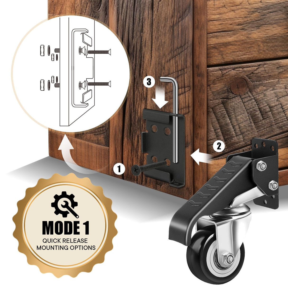 SPACECARE Workbench Casters kit 900Lbs Heavy Duty Quick Release 2 Mounting Options Retractable Workbench Stepdown Caster Wheels Adjustable Polyurethane Durable Steel Construction (Set of 4) SPACECARE