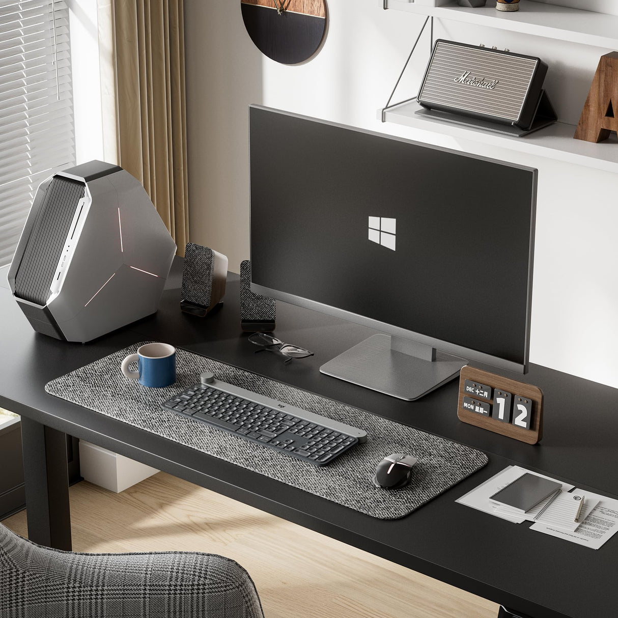 Furmax Electric Standing Desk, 59 x 24 Inches Height Adjustable Desk with Wheels, Home Office Computer Desk with Management Box (Carbon Black) Furmax