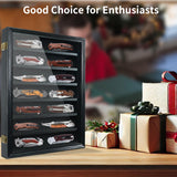 YRCKUDZKG Knife Display Case for Collections, Pocket Knife Display Case with HD Tempered Glass, Lockable Storage Cases with Removable Shelves, Wall-Mounted 7-Layer Wood Cabinet, Black YRCKUDZKG