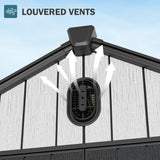 Amopatio Outdoor Storage Shed,8x10 Resin Shed with Floor Included, Outside Sheds Storage Waterproof for Bike, Tools, Garden, Backyard Amopatio