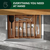 ROYAL CRAFT WOOD Luxury Bamboo Kitchen Drawer Organizer - Silverware Organizer - Utensil Holder and Cutlery Tray with Grooved Drawer Dividers for Flatware and Kitchen Utensils (9 Slot, Brown Bamboo) ROYAL CRAFT WOOD