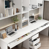 Homsee Modern 2-in-1 White Computer Desk with Tall Bookshelf for Two, 94.5" Office Writing Study Table with Ample Storage Homsee