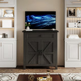 Saudism 20 Gallon Aquarium Stand With Charging Station, Farmhouse Fish Tank Stand, Reptile Tank Stand Terrarium Stand with Drawer and Cabinet Storage, Sturdy Heavy Duty 27.6"×15.7" Tabletop - Black Saudism