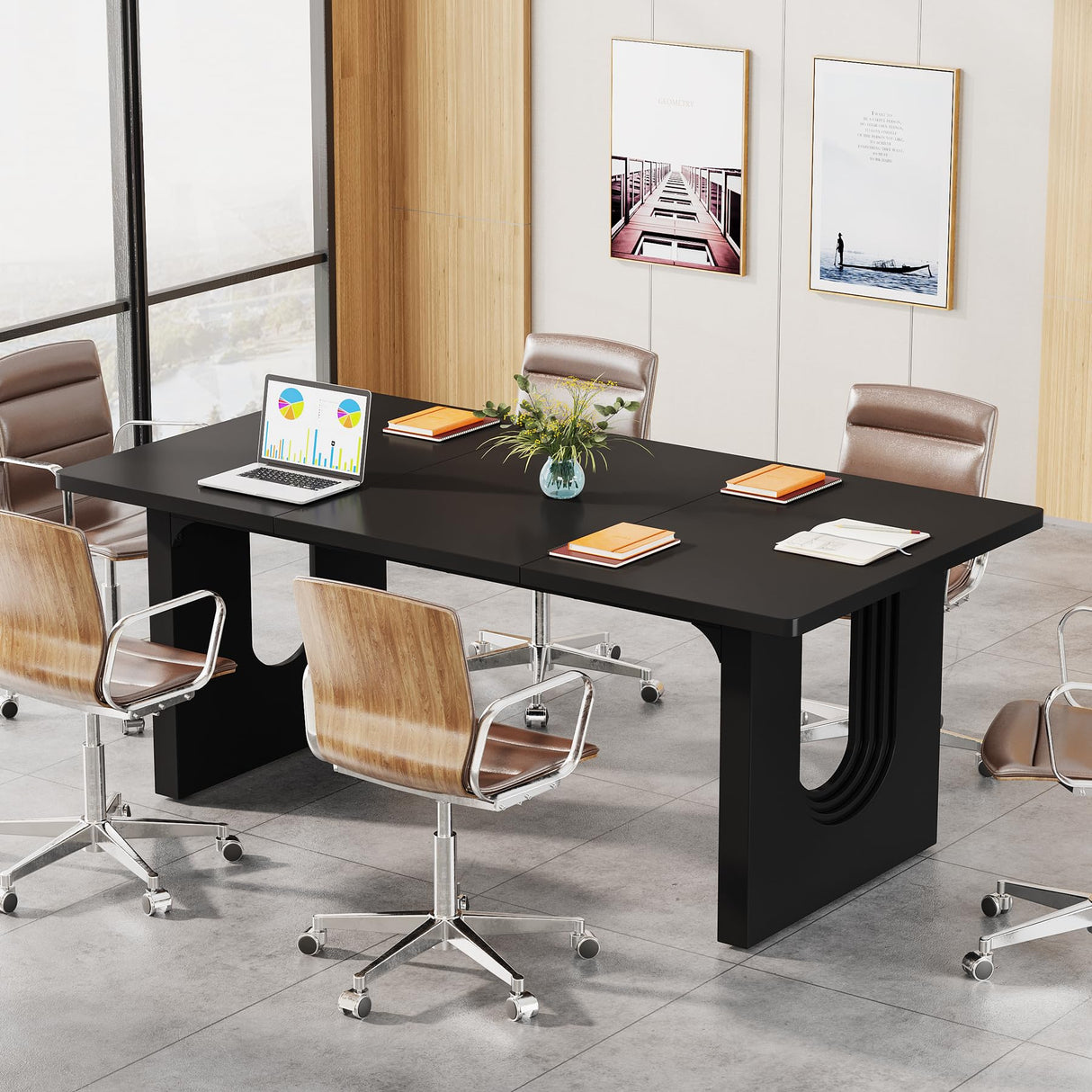 Tribesigns Modern Executive Desk, 70.9" Large Office Computer Desk, Conference Table Meeting Room Table, Simple Workstation Business Furniture for Home Office, Black Tribesigns