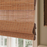 Sunbox Bamboo Roman Shades, Cordless Bamboo Blinds, Custom Size, Light Filtering Window Treatment, Natural Woven Wood Roman Shades for Windows, Doors, Caramel Sunbox