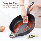 SENSARTE Nonstick Frying Pan Skillet with Lid, 12 Inch Large Deep Frying Pan, 5 Qt Non Stick Saute Pan with Cover, Induction Pan, Healthy Non Toxic Cooking Pan with Helper Handle, PFOA PFOS Free SENSARTE