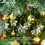 H&D HYALINE & DORA Set of 6 Crystal Glass Christmas Ornaments Clear Faceted Glass Christmas Star Crystal Hanging Ornaments for Xmas Tree Winter New Year Party Supplies H&D HYALINE & DORA