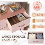 WLIVE Fabric Dresser for Bedroom, Tall Dresser with 8 Drawers, Storage Tower with Fabric Bins, Double Dresser, Chest of Drawers for Closet, Playroom, Dormitory, Pink and Rose Gold WLIVE