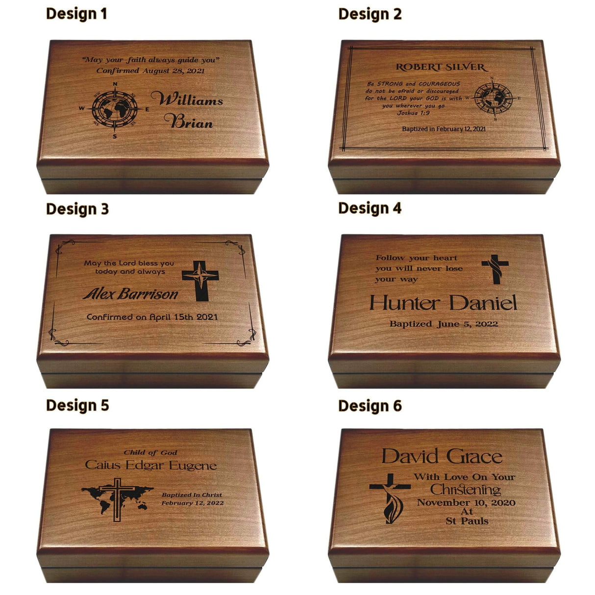 Engraved Confirmation Wooden Box, Compasses with Scripture for First Communion Keepsake Box, Baptism Gift for Godchild, Bible Verse Gift Aspera Design
