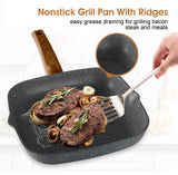 Kitchen Induction Cookware & Bakeware Set - 30 Piece Black Granite Cooking Pans Set, Non-Stick Pots and Pans Set Kitchen Academy