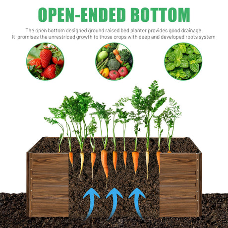 SnugNiture 2 Pcs 4x2x2FT Raised Garden Bed Galvanized Planter Garden Boxes Outdoor, Deep Root Planter Raised Bed for Vegetables Flowers Herbs,Brown SnugNiture