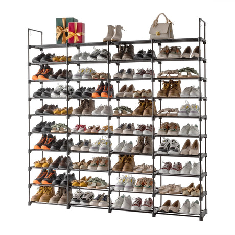 10 Tiers Shoe Rack, Large Capacity Shoe Shelf, Tall Shoe Organizer, Space Saving Shoe Shelf Holds 80 Pairs, Adjustable Height, Stackable Shoe Organizer for Closet, Entryway, Garage, Bedroom, Cloakroom ELEMENT ACE
