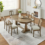 JURMALYN Oval Extendable Dining Table for 6 8 Solid Wood Dining Room Table with 8Chairs Set, 9 Piece Kitchen Table with Leaf Chairs Set Country Rustic Farmhouse Furniture Oak (76.06" to 94.06 ") JURMALYN