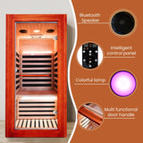 Infrared Sauna for Home Indoor Sauna Wooden Dry Sauna Room Low EMF 1020W for 1 Person with Control Panel, Bluetooth Speaker, Reading Lamp ToTibuy