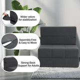 CATMIX Folding Sofa Bed, 7 inch Memory Foam Floor Couch, Convertible Sleeper Foldable Mattress Futon Sofa for Living Room/Home Office/Guest Beds/Apartment/Upstairs Loft (Dark Gray, Single) CATMIX