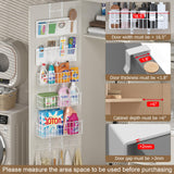 Hongtamoya Adjustable Over The Door Organizer - Hair Dryer Holder, Hanging Door Organizer with 8 Pockets 3 Metal Baskets 6 Hook, Behind Door Organizers and Storage for Bathroom Closet Cabinet Bedroom Hongtamoya