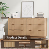 Royal Windsor 6 Drawer Dresser with Fluted Panel, Modern Chest of Drawers for Living Room, Wide Wooden Closet Dresser TV Stand with Ample Storage Space for Bedroom and Hallway, Natural Oak Royal Windsor