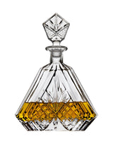 Lefonte Whiskey Decanter Set with 2 Old Fashioned Whisky Glasses for Liquor Scotch Bourbon or Wine - Irish Cut Triangular Clear Lefonte