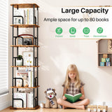 Branwick Rotating Bookshelf 5 Tier 360° Accessibility, Revolving Bookcase Spinning Bookshelf Tower, Wood Narrow Space Saving Book Shelf Organizer for Bedroom, Living Room, Study Room Branwick