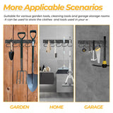 GARLWOLEX 34 Inch Garden Tool Organizer Wall Mount with Non Slip Rubber Coated Metal Hooks, Storage Rack for Indoor/Outdoor Shovel, Rake, Mop and Broom Holder Wall Mount （ 10 Hooks+10 Holders GARLWOLEX