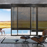 LANTIME Wood Cordless Window Shades, Lined Blackout Bamboo Roman Shades Blinds, JP Black LANTIME