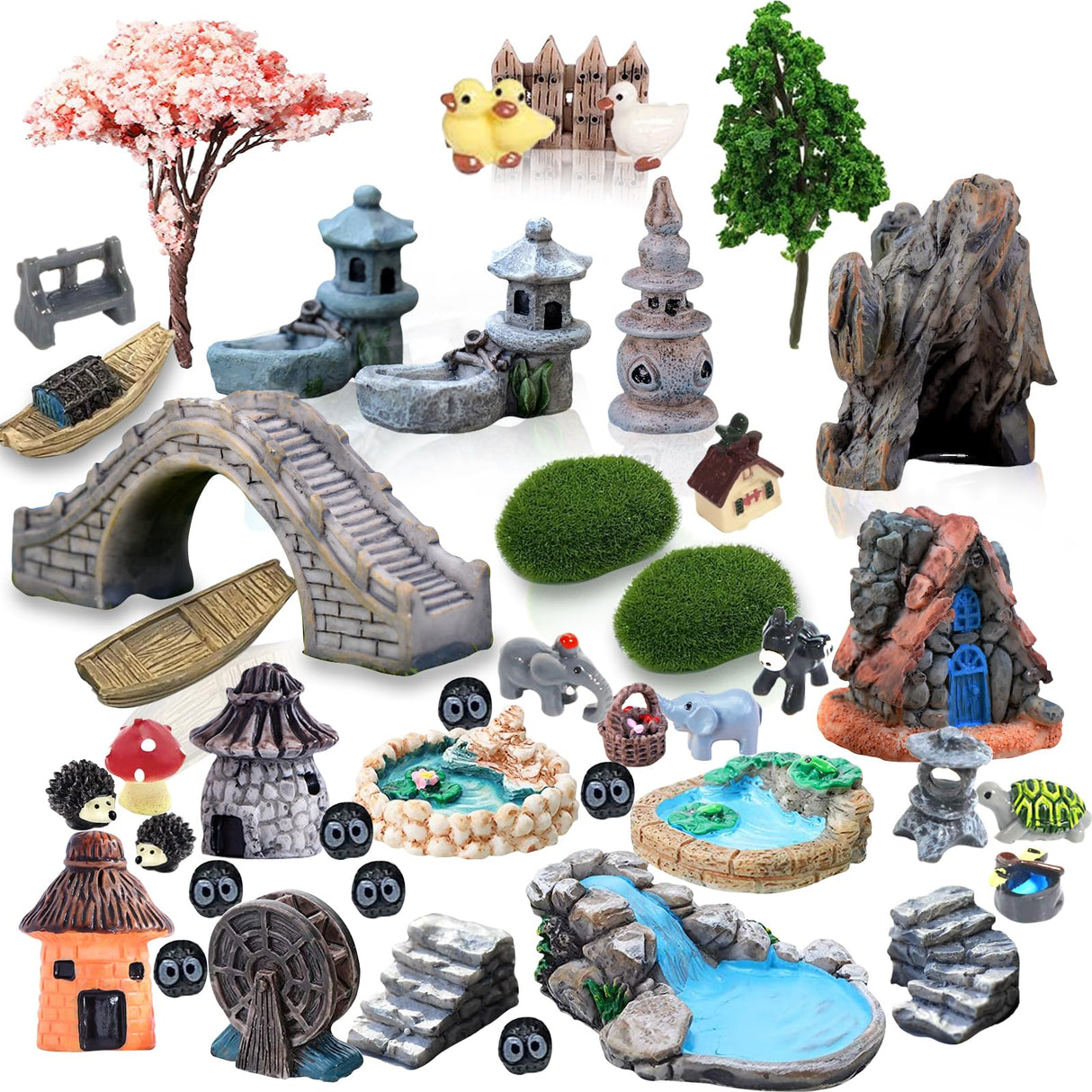 Fairy Garden Accessories Outdoor, 42 Zen Accessories, Miniature Decorations Supplies for Micro Landscape Plant Pots Bonsai Craft Decor - Fairy Kit CHAKANLX