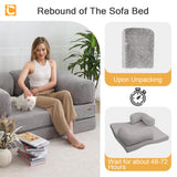 COMAX Folding Sofa Bed Queen, 4-in-1 Foldable Floor Couch Convertible Futon Sofa with Armrests Sleeper Mattress Chair Bed Comfy Portable Fold Out Lounge Guest for Living Room Bedroom, Light Grey COMAX