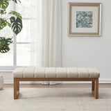 Zihanhome 52.7" Bedroom Bench for End of Bed, Modern Upholstered Teddy Fabric Entryway Bench & Dining Bench, Footrest Stool Bench with Solid Wood Frame for Bedroom, Living Room (Camel) Zihanhome