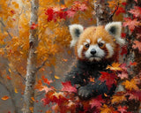 QACEYID DIY Paint by Number Kits for Adult Beginner, Red Panda Among Maples, Paint by Numbers Kits for Adults, Canvas Painting Gift Kit for Modern Home Wall Decor, 40x50cm QACEYID