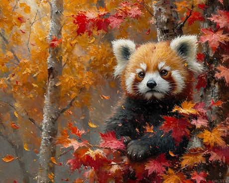QACEYID DIY Paint by Number Kits for Adult Beginner, Red Panda Among Maples, Paint by Numbers Kits for Adults, Canvas Painting Gift Kit for Modern Home Wall Decor, 40x50cm QACEYID