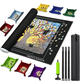 Napzy Puzzle Mat-Jigsaw Puzzles Matt Roll Up to 1500pcs Roll-up Puzzled Board Puzzling Organizers and Storage with 8PCS Jigsaws Sorting Trays, Drawstring Storages Bag Portable Jigsawn Keeper Saver Napzy