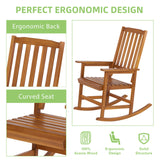 Mederlo Acacia Wood Outdoor Rocking Chiar, Patio Rocker for Front Porch, Deck, Indoor Mederlo
