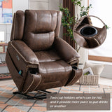 CANMOV Dual Motor Large Power Lift Recliner Chairs with Massage and Heat for Elderly Big People, Electric Faux Leather Recliner with Adjustable Headrest, 2 Concealed Cup Holders, USB Ports, Nut Brown CANMOV