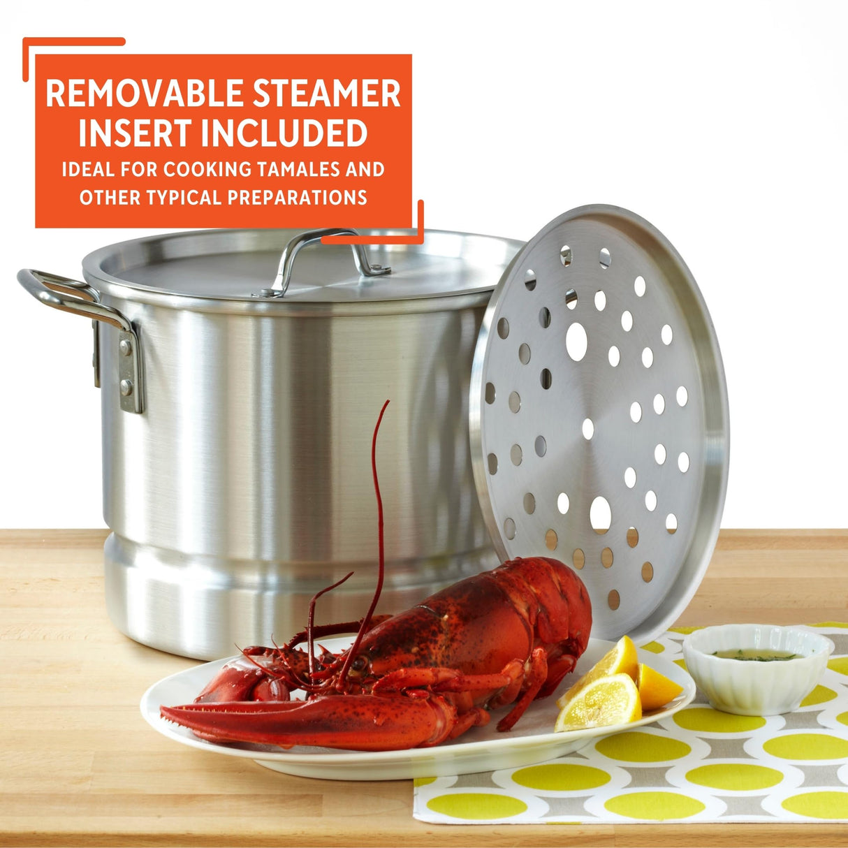 IMUSA Aluminum Steamer Dual Piece Set, 28Qt and 10Qt, Silver Imusa