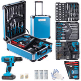 346 Pcs Tool Sets,18V Electric Power Drill Set, Cordless Drill for Men, Household Home DIY Hand Tool Kits,18+1 Clutch Cordless Power Drill Set for Thanksgiving, Christmas,Father's Day (Blue) Arcwares