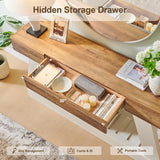 OKD 60" Farmhouse Entryway Table with Drawer, Console Table Behind Sofa, Narrow Long Entryway for Hallway, Living Room, Hallway, Behind Couch(Antique White) OKD