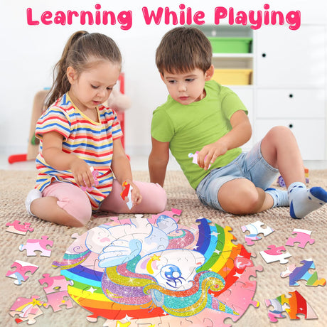 Jigsaw Floor Puzzle Toys for Kids - 70 Piece Large Toddler Puzzles for Kids Ages 3-6 Years Old - Educational Toy Birthday for Girls Boys 3 4 5 6 7 8 DUNEMEI