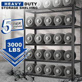 BILT HARD Garage Shelving 3000 LBS 36" W x 18" D x 72" H, Heavy Duty 5-Tier Metal Shelving Units with Adjustable Shelf, Steel Wire Utility Storage Shelves BILT HARD