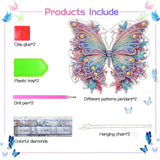 Scettar 2 Pcs Dimond Art Paintings Butterfly, Diamond Art Kits for Adults, DIY Crystal Gem Craft Painting Kit, Special Shape Diamond Art Suncatcher Hanging Ornament for Home and Garden Decor Scettar