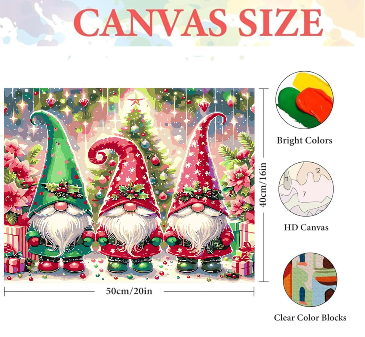 igoodom Paint by Numbers Kit for Adults – Christmas Gnome Adult Paint-by-Number on Canvas, DIY Acrylic Painting Set for Home Decor, 20x16in igoodom