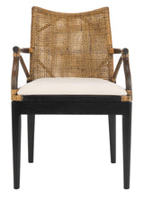 Safavieh Home Gianni Rattan Tropical Woven Arm Chair, Brown/Black Safavieh