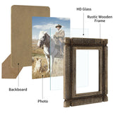 takfot Rustic Picture Frames 5x7 Wooden Picture Frame Set of 2, Distressed Western Photo Frame with Real Glass Wall and Tabletop Display Gift for Mom Dad Family Friends takfot