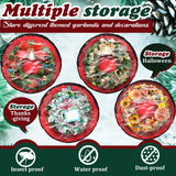 Dunzy 8 Pieces Wreath Container Christmas Wreath Storage Bag Garland Tear Resistant Fabric Round Boxes with Clear Window for Storage for Xmas Holiday Ornament(24×24×7.8 Inch,Red) Dunzy