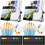 Nicpro Acrylic Paint Canvas Set for Adults & Kids, 80PCS Art Painting Supplies Kit with 2*12 Colors Paint, 6 Canvas, 2 Table Easel, 2*10 Brushes, 2 Paper Pad, 2 Palette for Artist Beginner Students Nicpro
