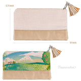 Framendino, 6 Pack Sublimation Blank Canvas Makeup Bags with PU leather Bottom DIY Heat Transfer Cosmetic Bag Pencil Pouches Travel Toiletry Tassel Zipper Bags for DIY Crafts Framendino