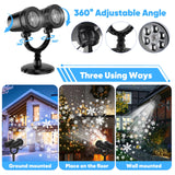 Christmas Snowflake Projector Light, 2025 Dual Head Snowflake Light, IP65 Waterproof, Rotating LED Snowfall Projector for Indoor Outdoor Christmas Party Garden Decorations BOTUMIUY