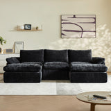 Vamcheer Modular Sectional Cloud Couch, Utra Soft U Shaped Couch with 2 Movable Ottoman, Deep Seat Boneless Couches for Living Room Bedroom, No Assembly Required, Black Vamcheer