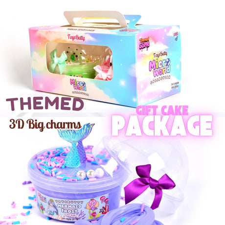 Finoclay Butter Slime kit, MicroWorld 2 Pack Clear & Fluffy Slime for Kids, Unicorn Mermaid Theme Party Favors with 6 Slime add ins, Unicorn Kids Toy Birthday Gifts for Girls Age 8-12 ToysButty