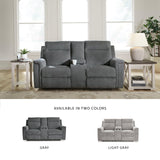 Signature Design by Ashley Barnsana Minimalist Power Reclining Loveseat with Console and USB Charging Ports, Gray Signature Design by Ashley