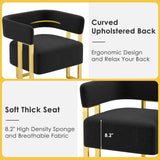 STHOUYN Modern Black and Gold Accent Chair Set of 2, Boucle Bucket Chairs Set of 2, Arm Chairs for Living Room Bedroom (2, Black) STHOUYN